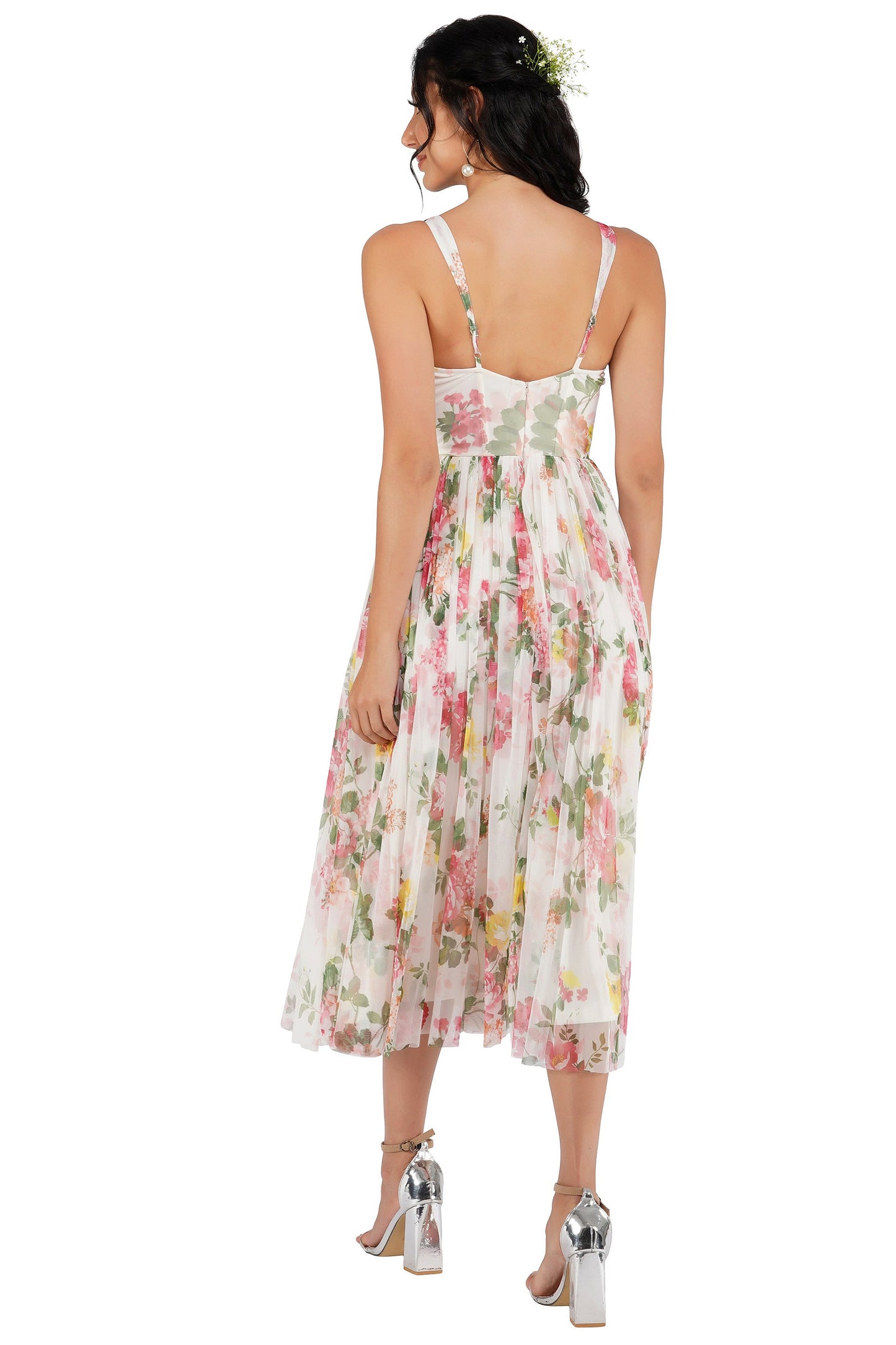 Dane Floral Tulle Corset Midi Dress