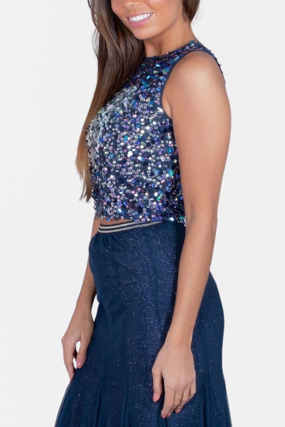 Kimchi Beaded Top In Navy Multi