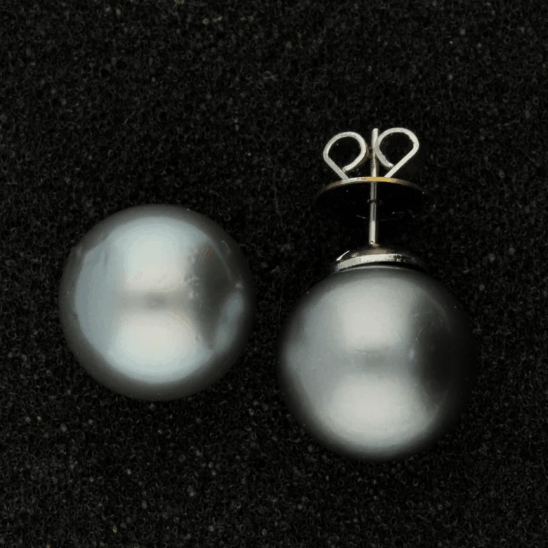 13mm Tahitian Pearl Pale Blue 14ct Stud Earrings