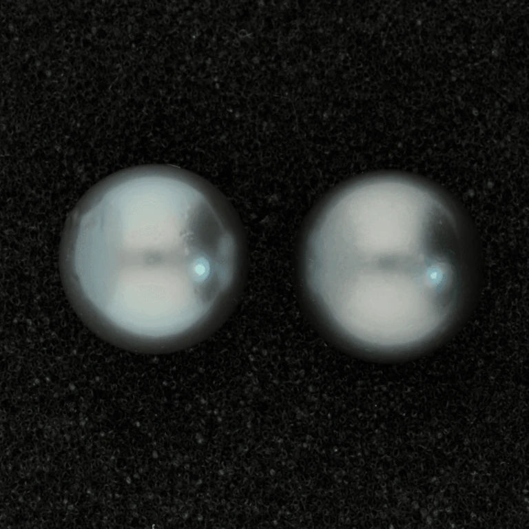 13mm Tahitian Pearl Pale Blue 14ct Stud Earrings