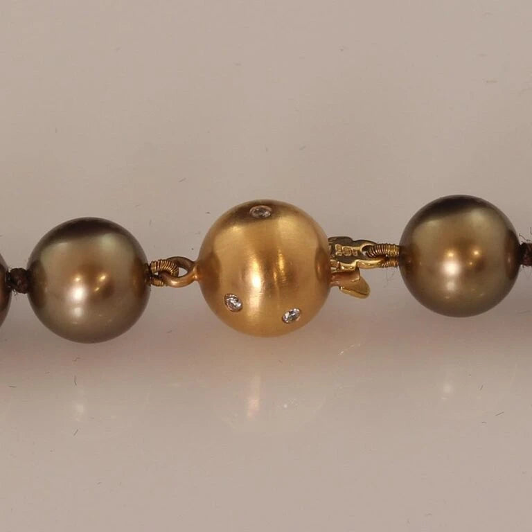 10-11mm Brown Akoya Pearl Necklace With Diamond Clasp