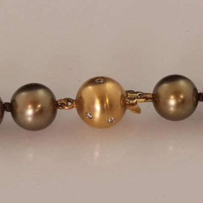 10-11mm Brown Akoya Pearl Necklace With Diamond Clasp