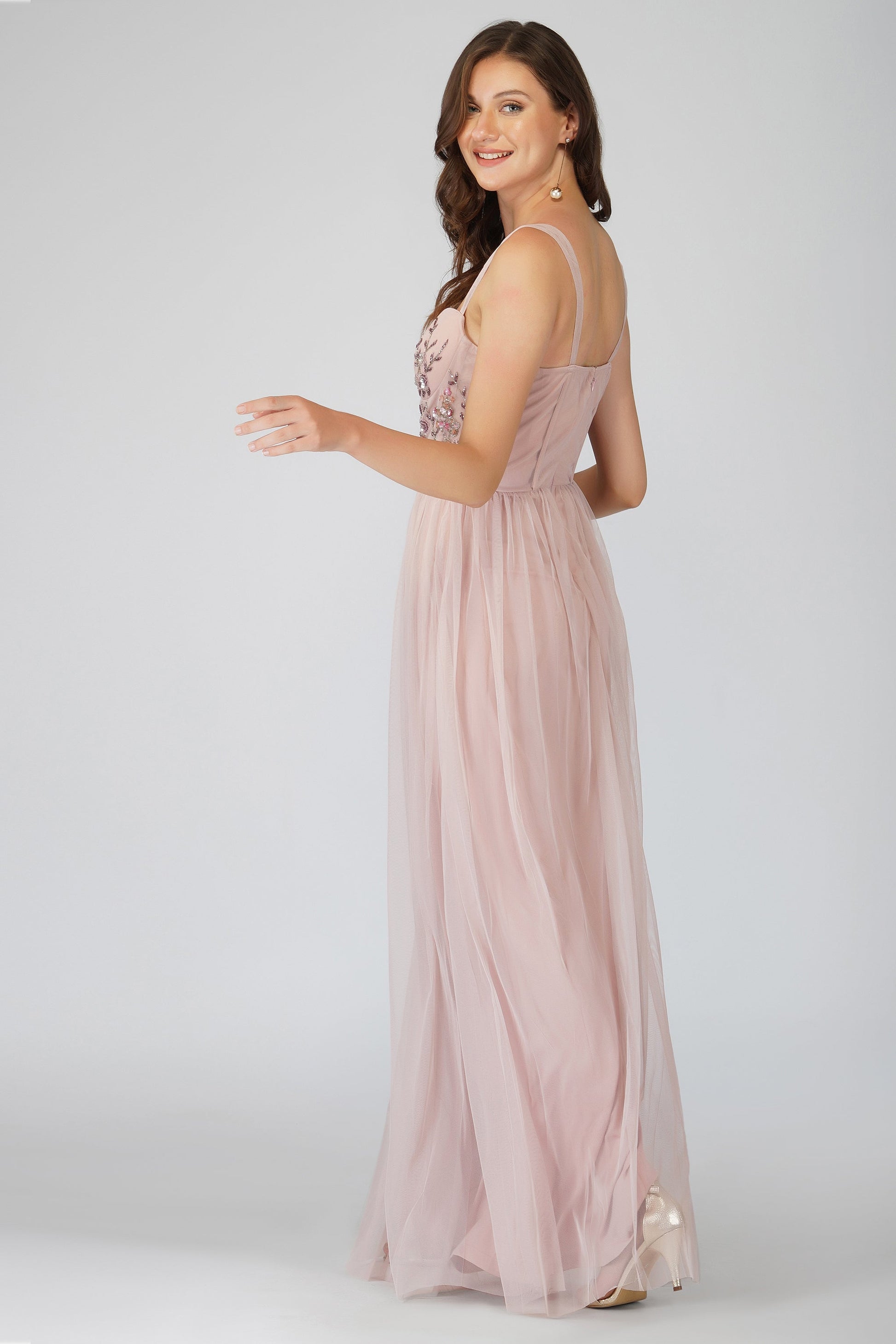  Riva Embellished Corset Maxi Dress In Pink