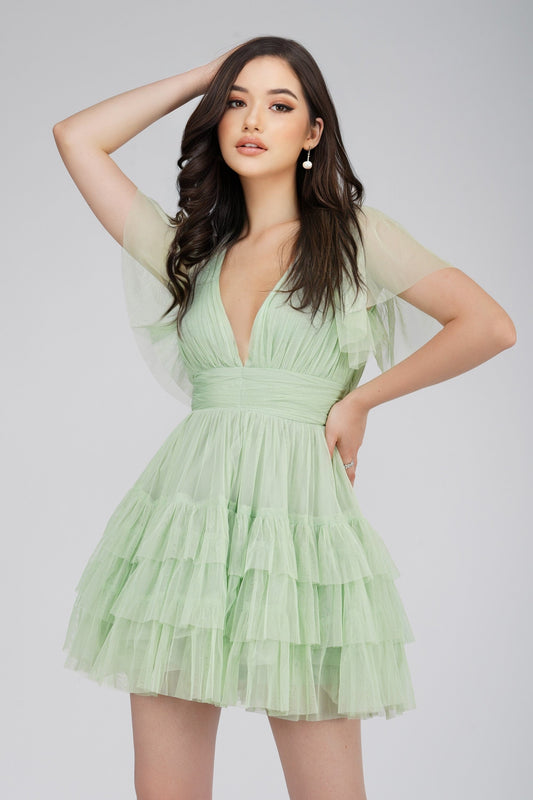  Madison Sage Green Tulle Mini Dress