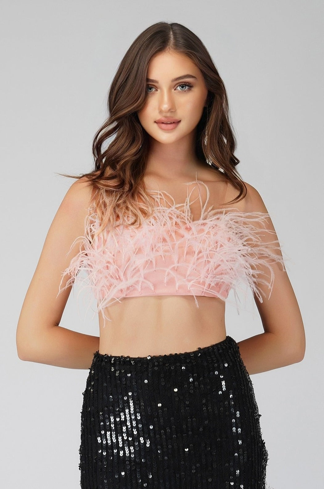  Xara Pink Feather Top