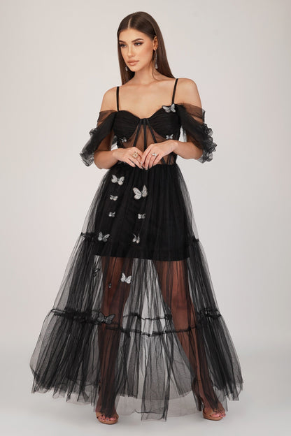  Lottie Butterfly Dress In Black