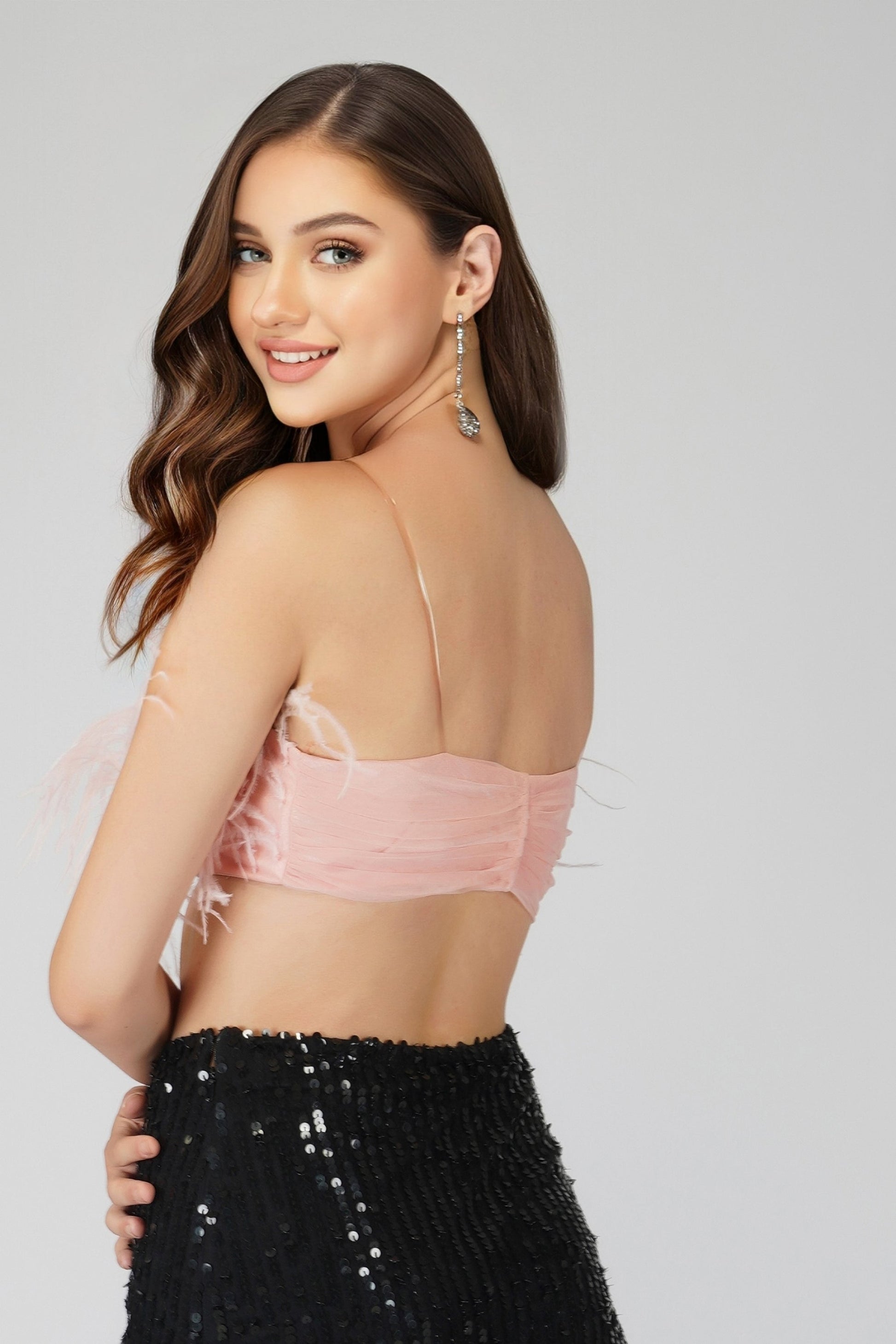  Xara Pink Feather Top