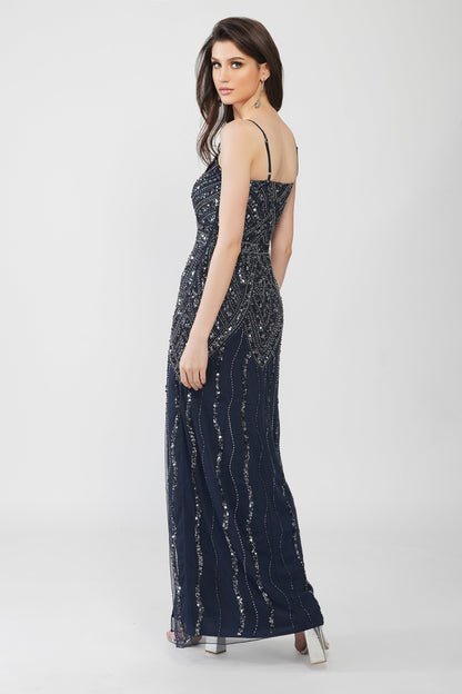  Jolie Embellished Maxi Dress In Navy Blue