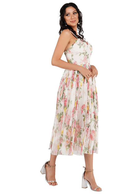  Dane Floral Tulle Corset Midi Dress