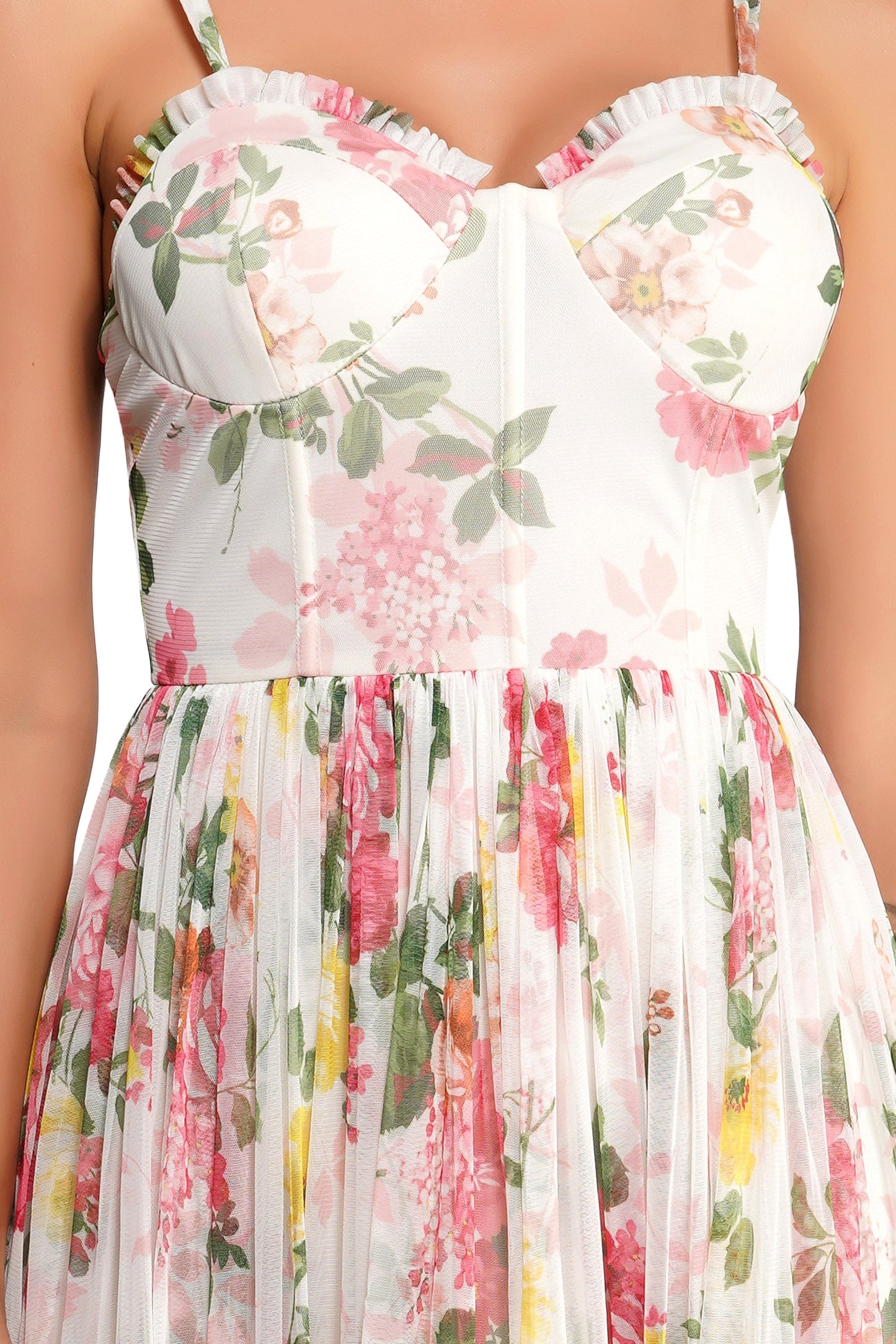 Dane Floral Tulle Corset Midi Dress