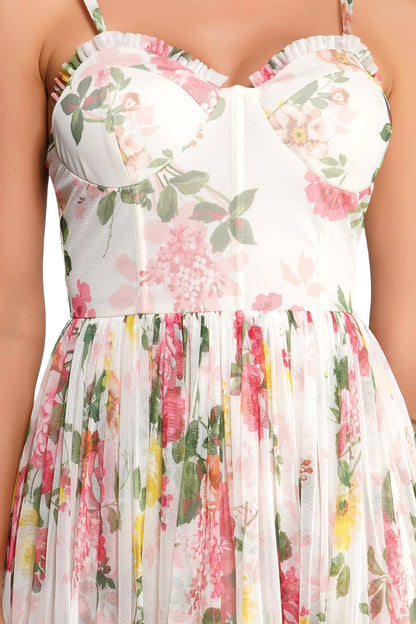  Dane Floral Tulle Corset Midi Dress