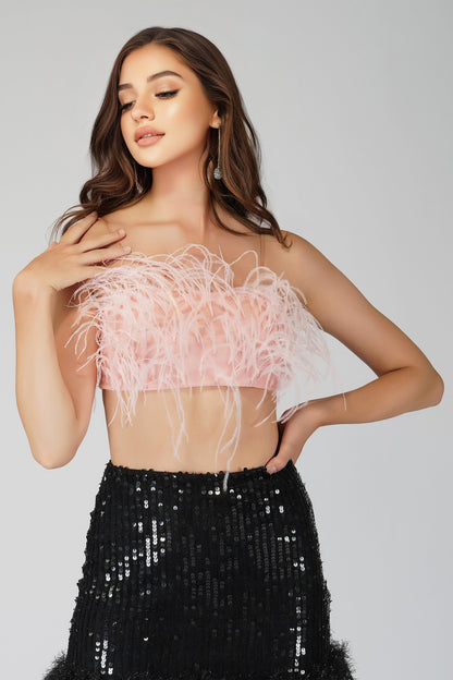  Xara Pink Feather Top