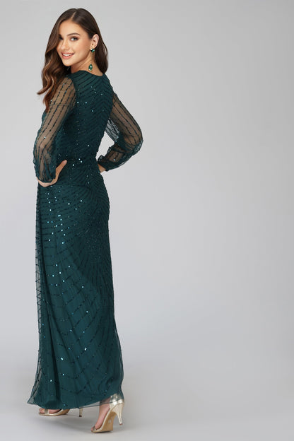  Miya Long Sleeve Green Bridesmaid Dress