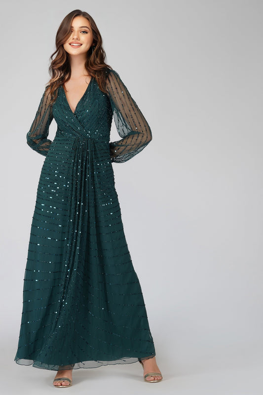  Miya Long Sleeve Green Bridesmaid Dress
