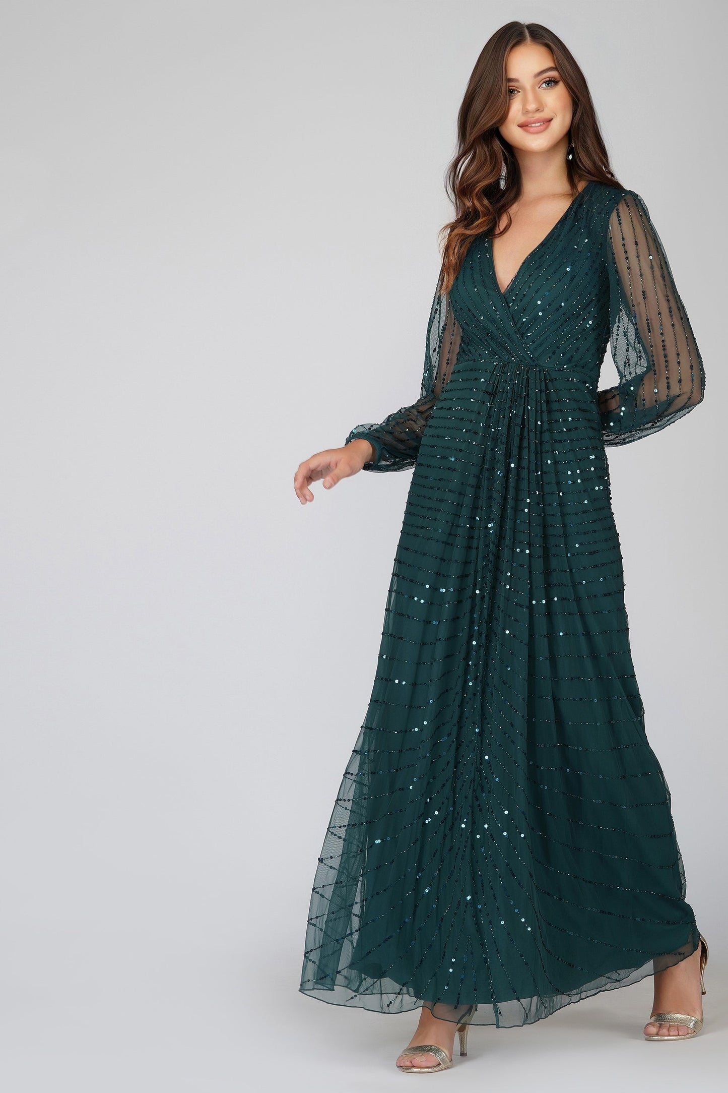  Miya Long Sleeve Green Bridesmaid Dress