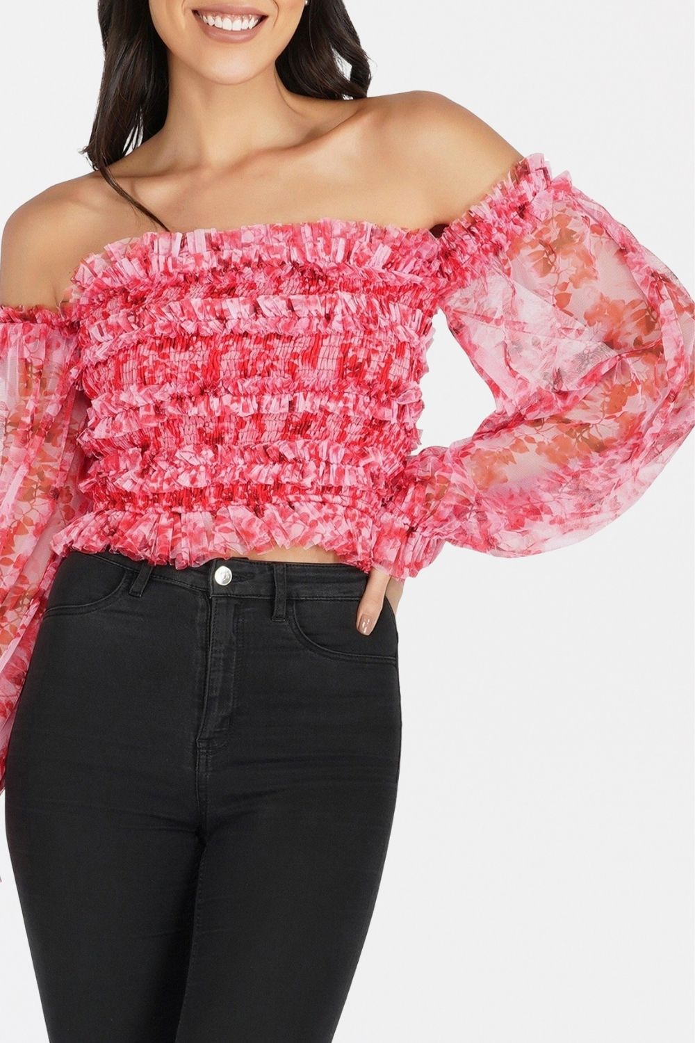  Rolf Top In Red Print