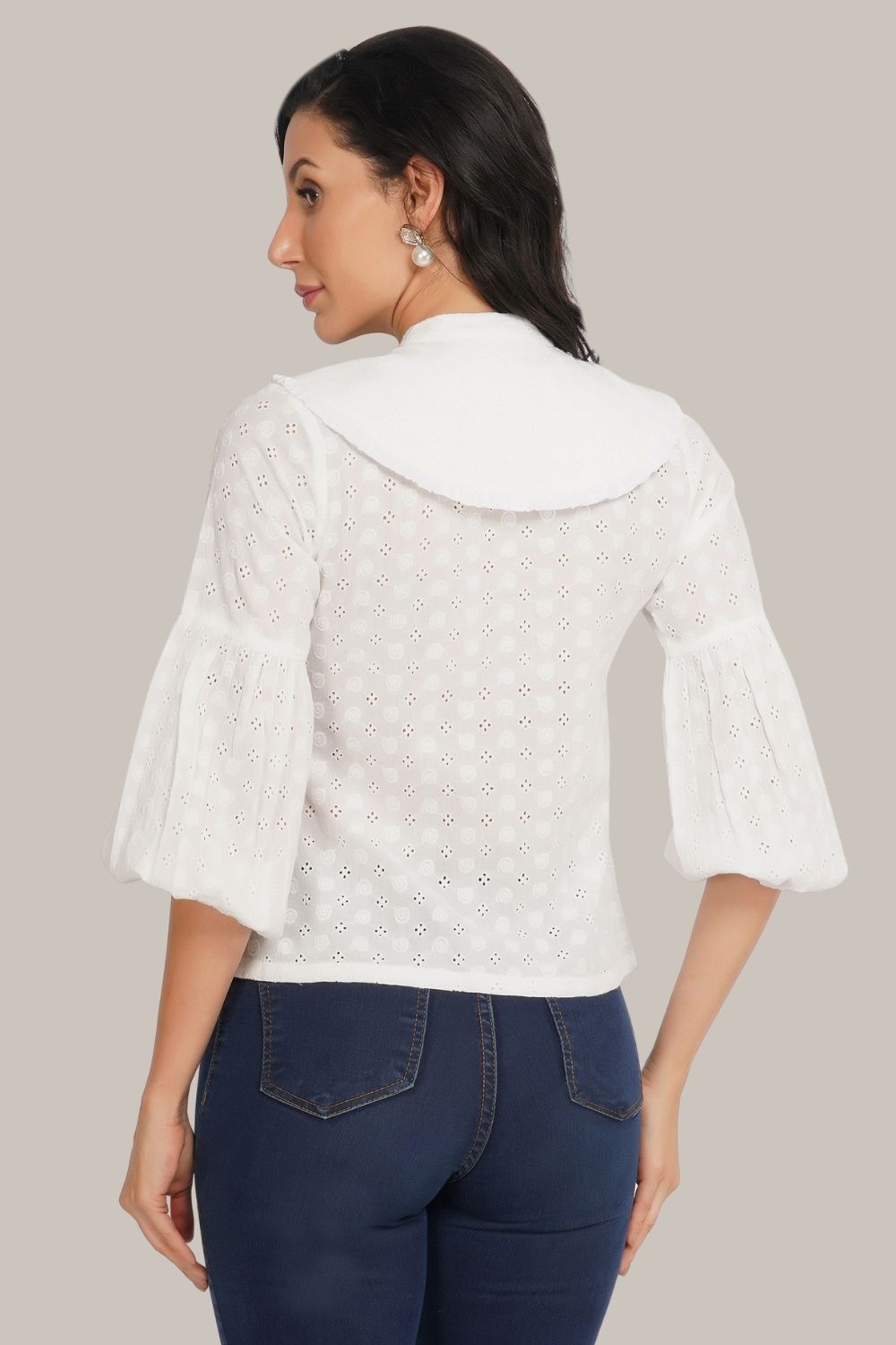  Jerri Cotton Broderie Shirt In White