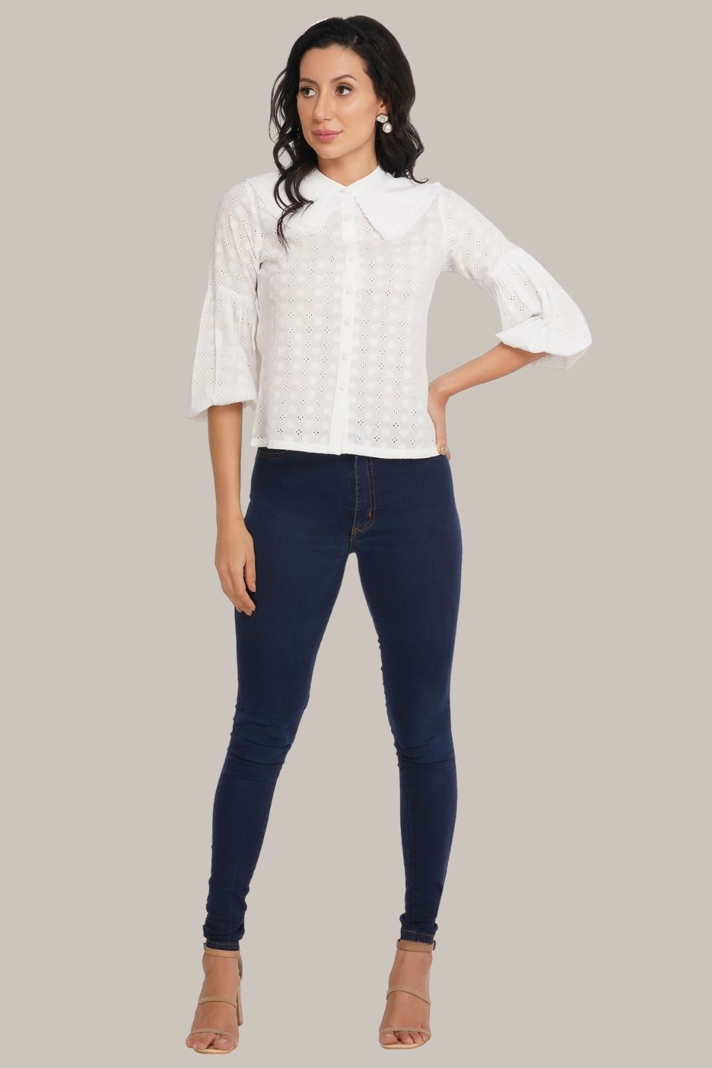  Jerri Cotton Broderie Shirt In White