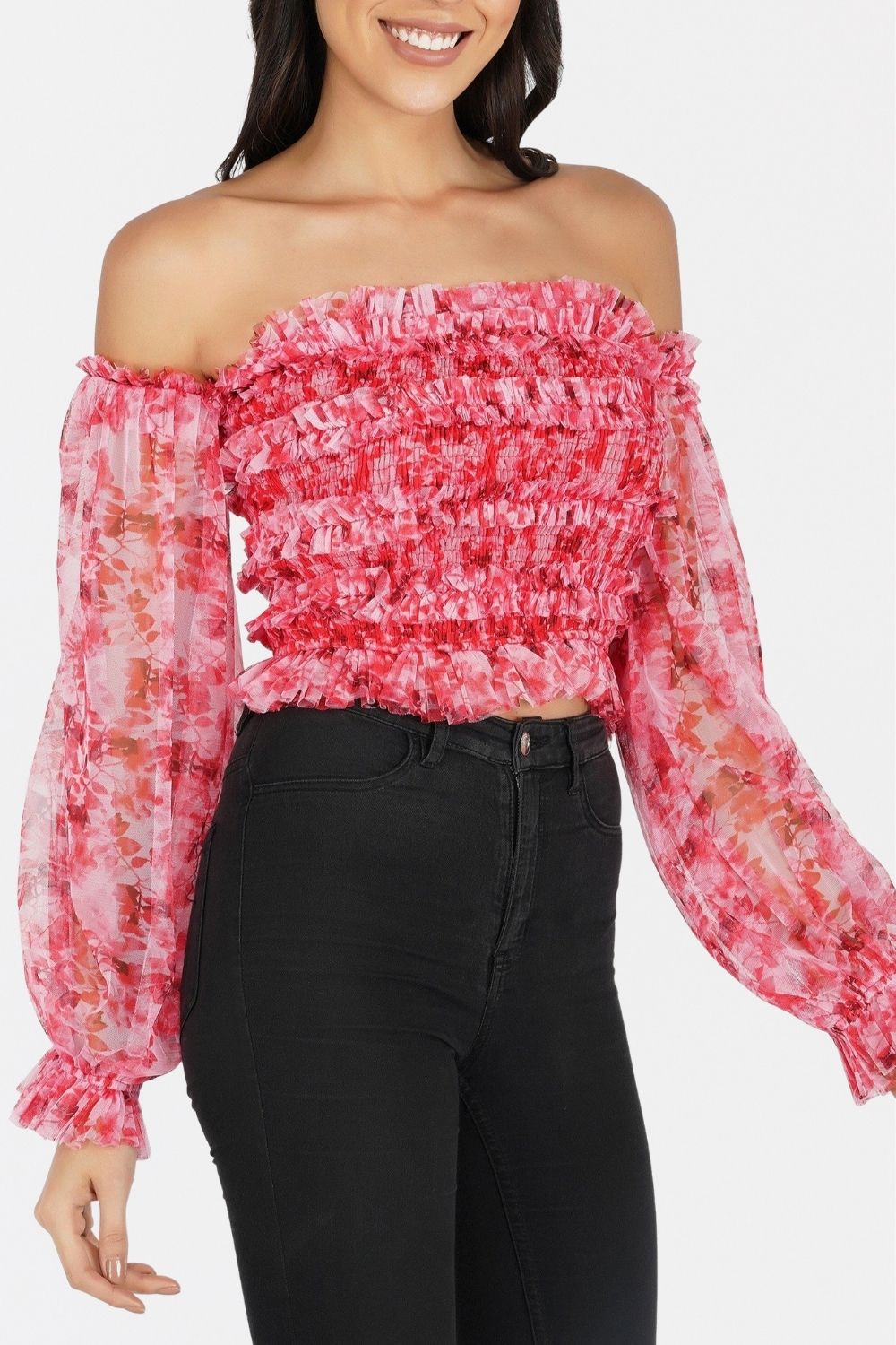  Rolf Top In Red Print