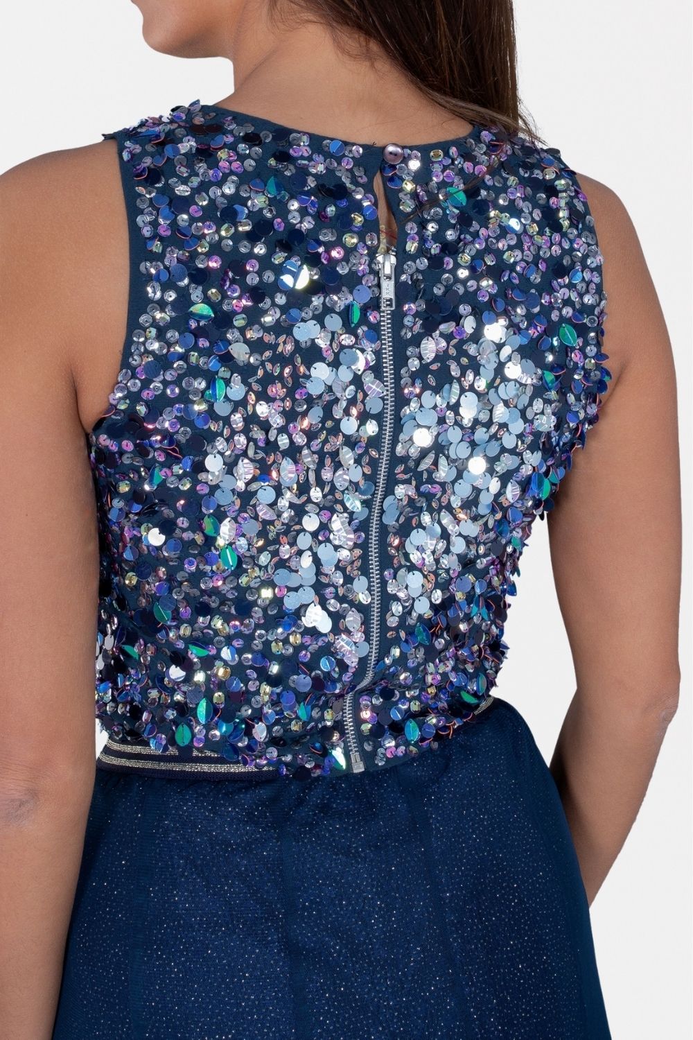  Kimchi Beaded Top In Navy Multi