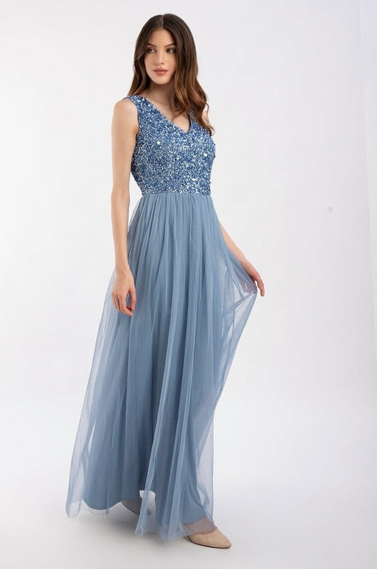  Picasso V Embellished Blue Bridesmaid Dress
