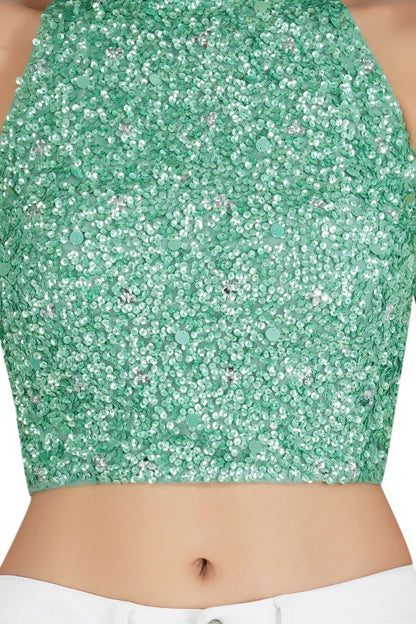  Gui Pastel Green Sequin Top