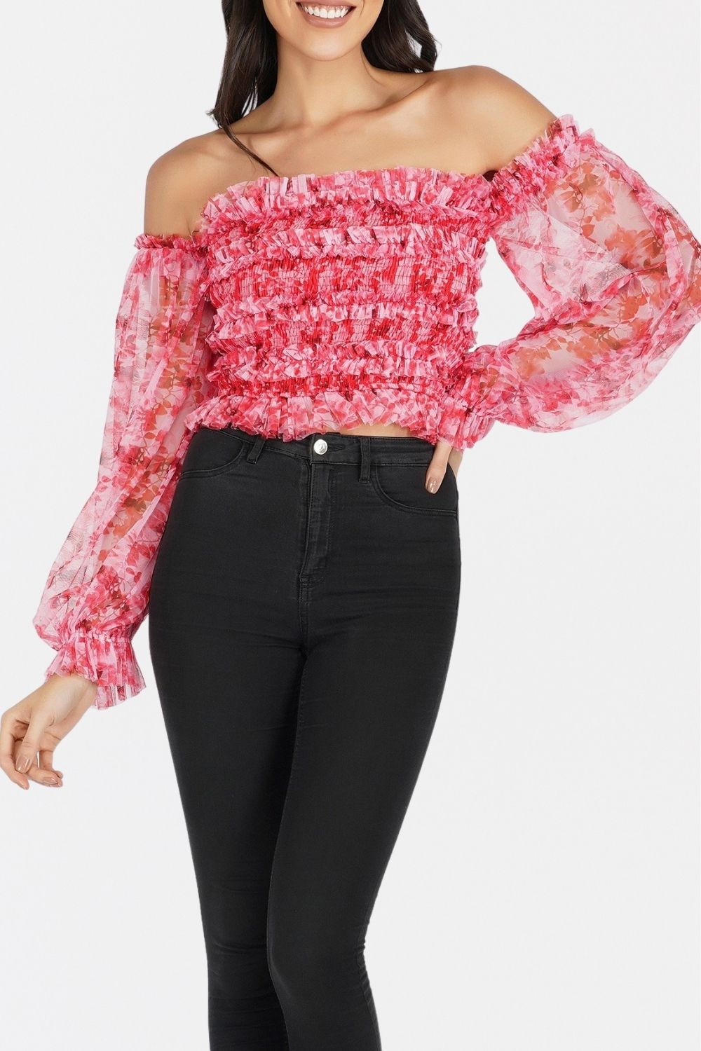  Rolf Top In Red Print