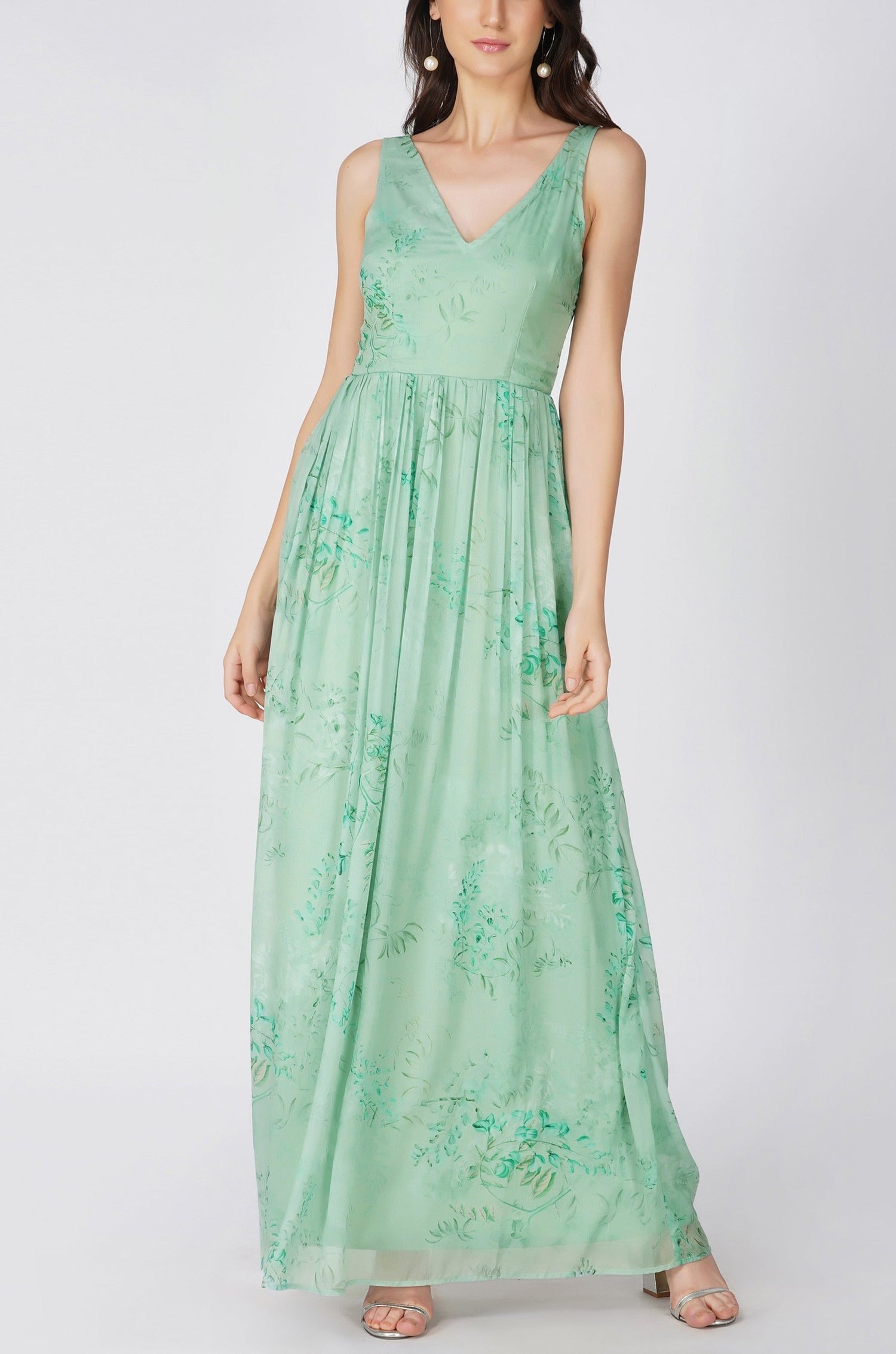  Ayden Green Printed Maxi Dress