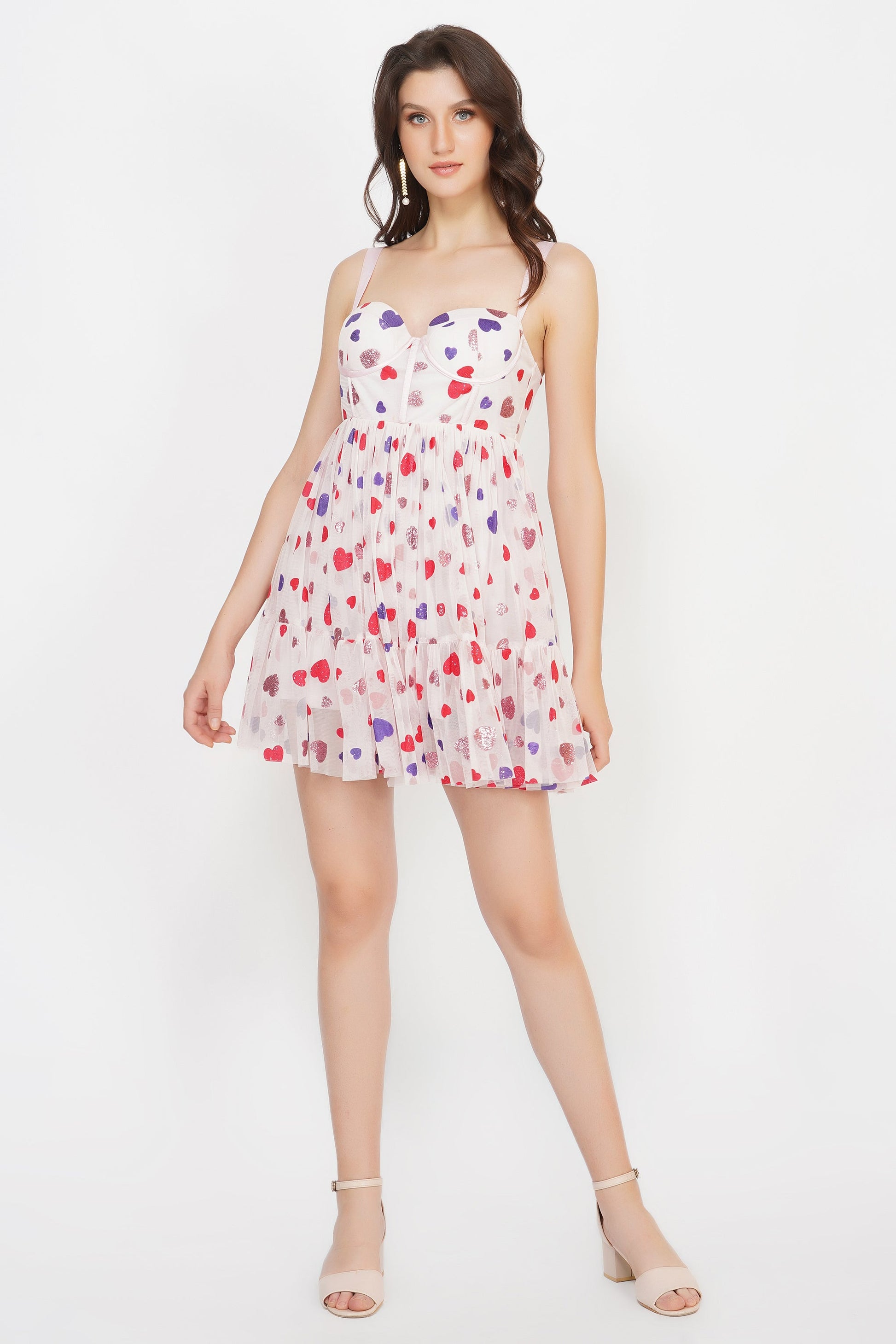  Bibi Corset Mini Dress In Pink Heart