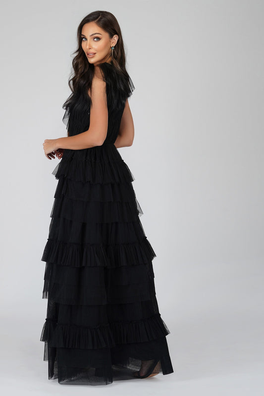  Alexandra Black Tulle Maxi Dress