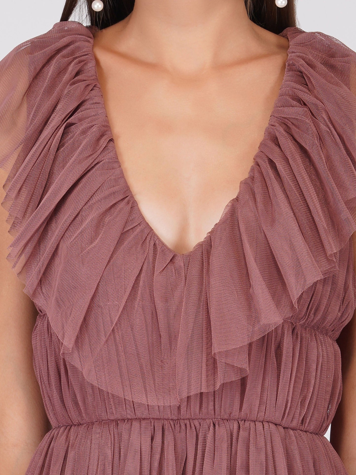  Alexandra Merlot Tulle Maxi Dress