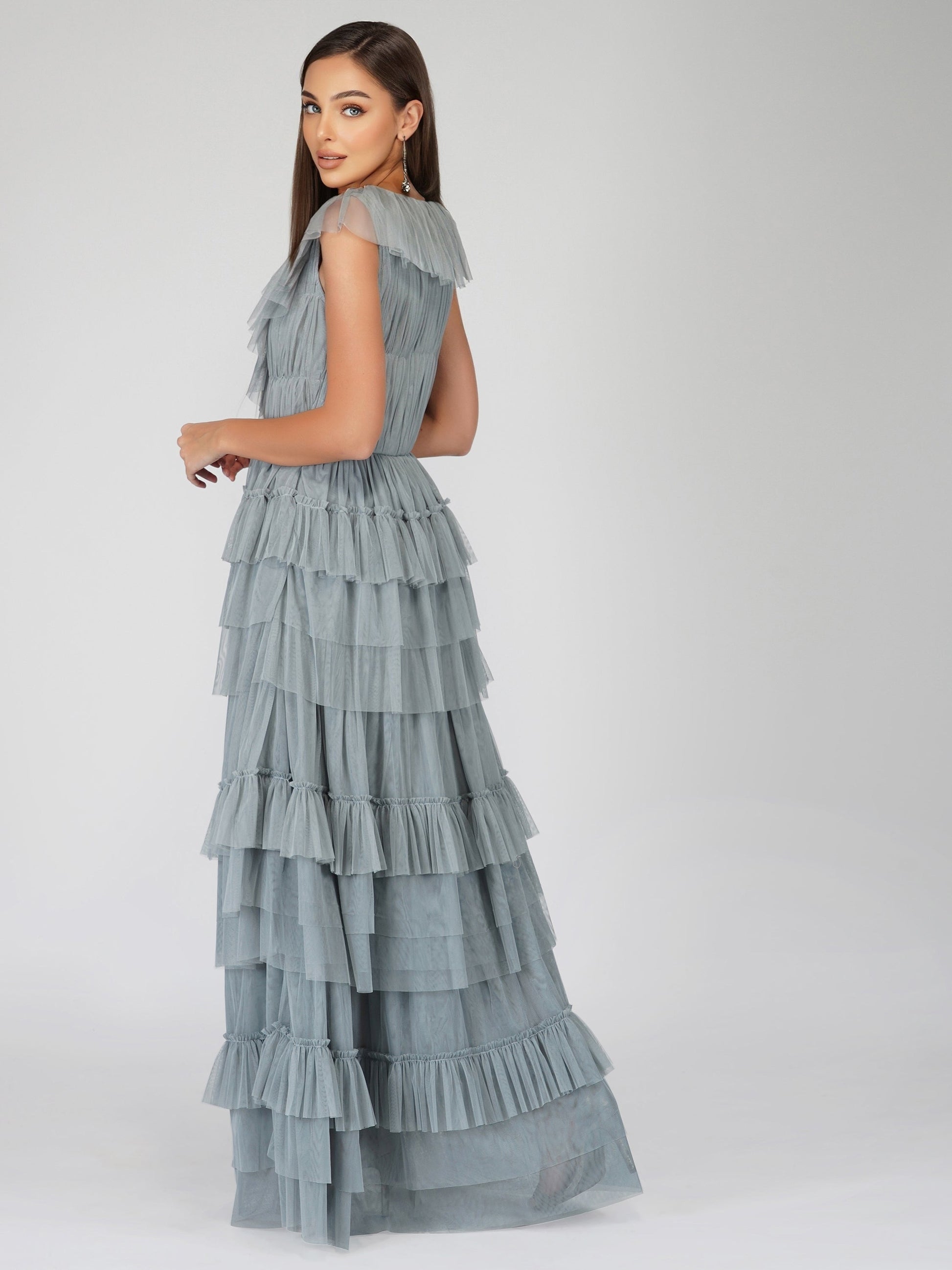  Alexandra Blue Tulle Maxi Dress