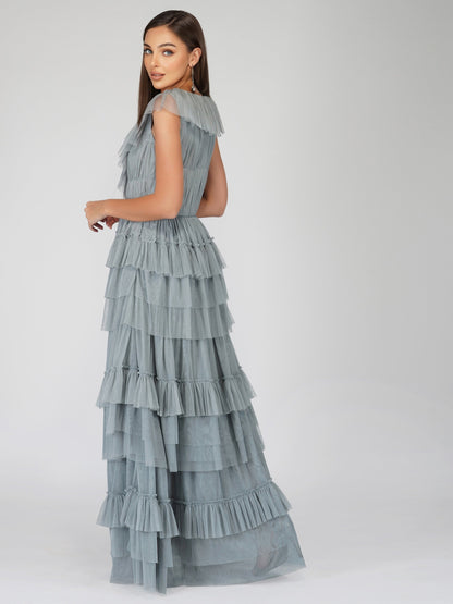  Alexandra Blue Tulle Maxi Dress