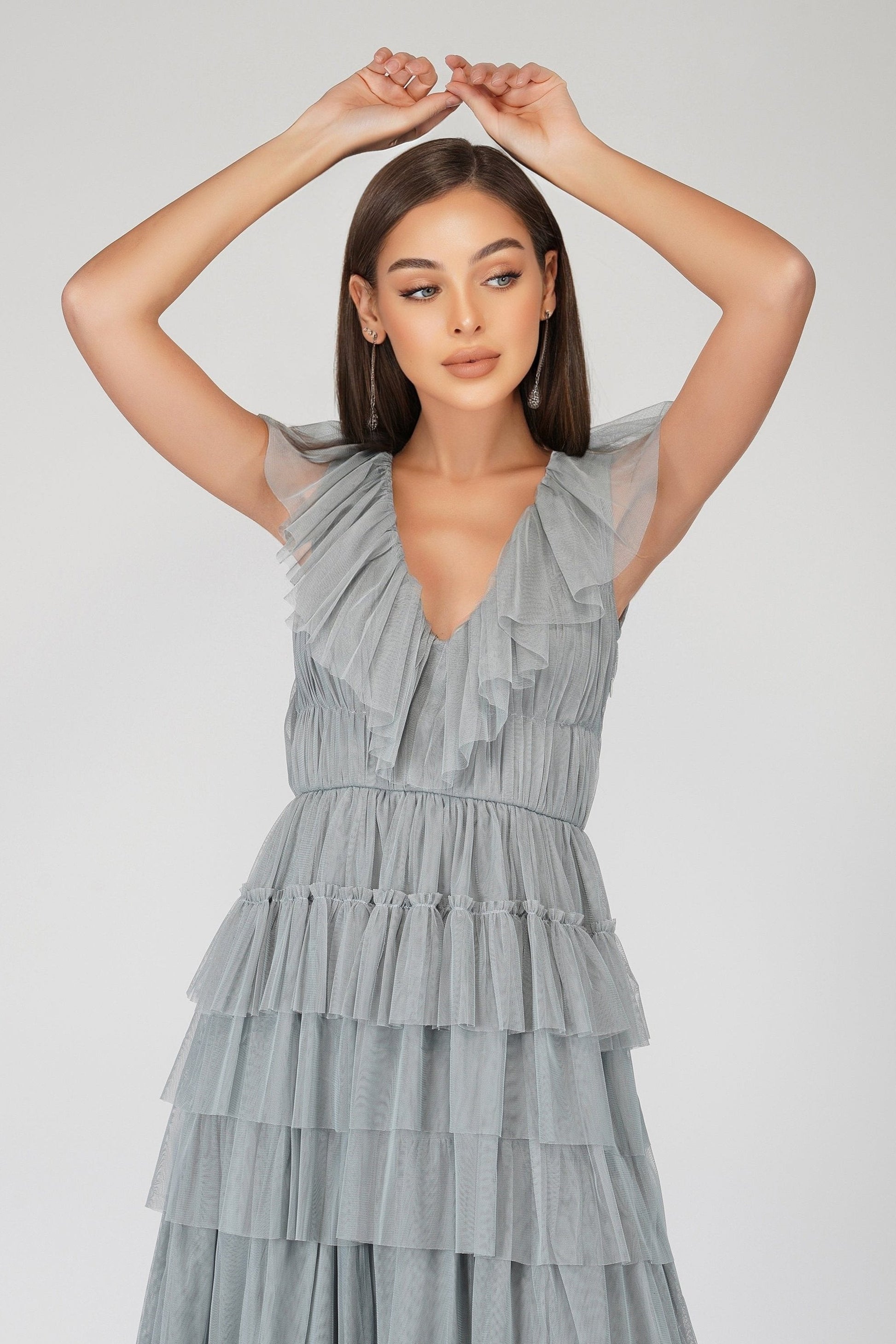  Alexandra Blue Tulle Maxi Dress