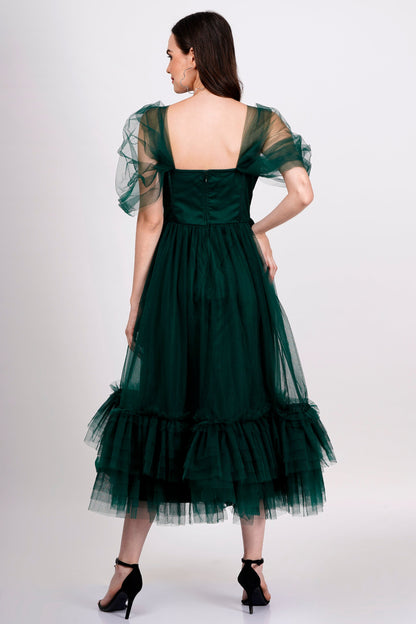  Jayne Emerald Green Tulle Midi Dress