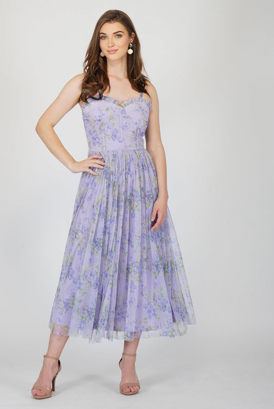  Dane Purple Corset Midi Dress