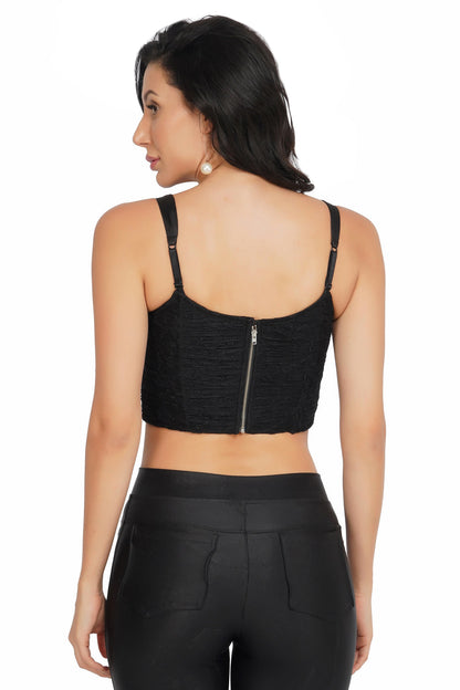  Devon Black Lace Corset Top