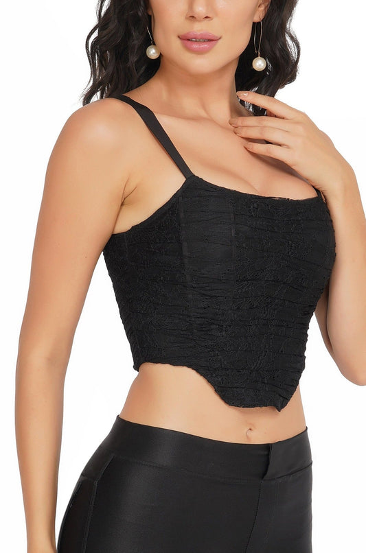  Devon Black Lace Corset Top