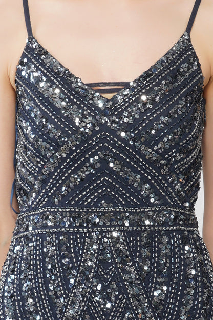  Jolie Embellished Maxi Dress In Navy Blue