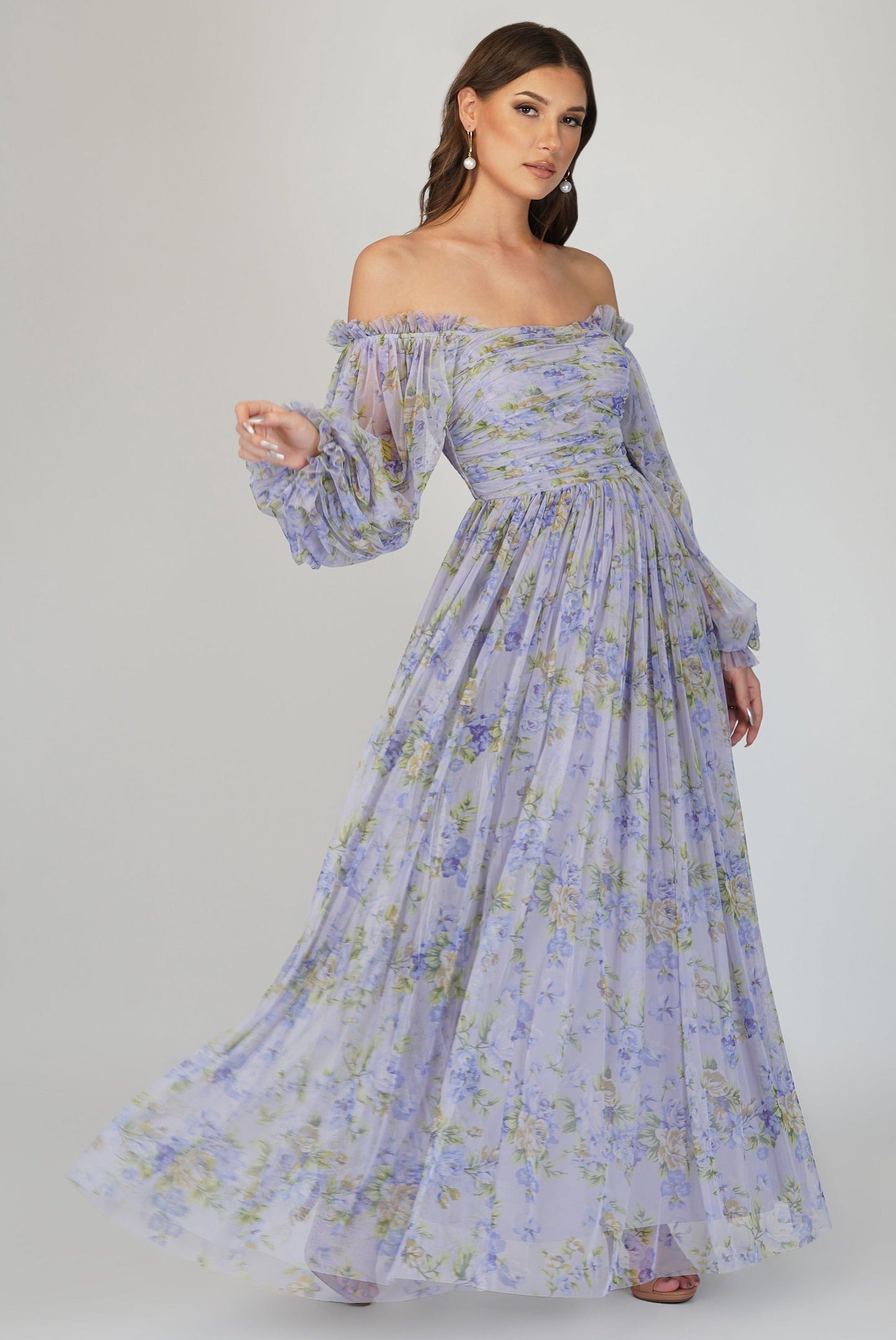  Lana Lilac Printed Tulle Dress