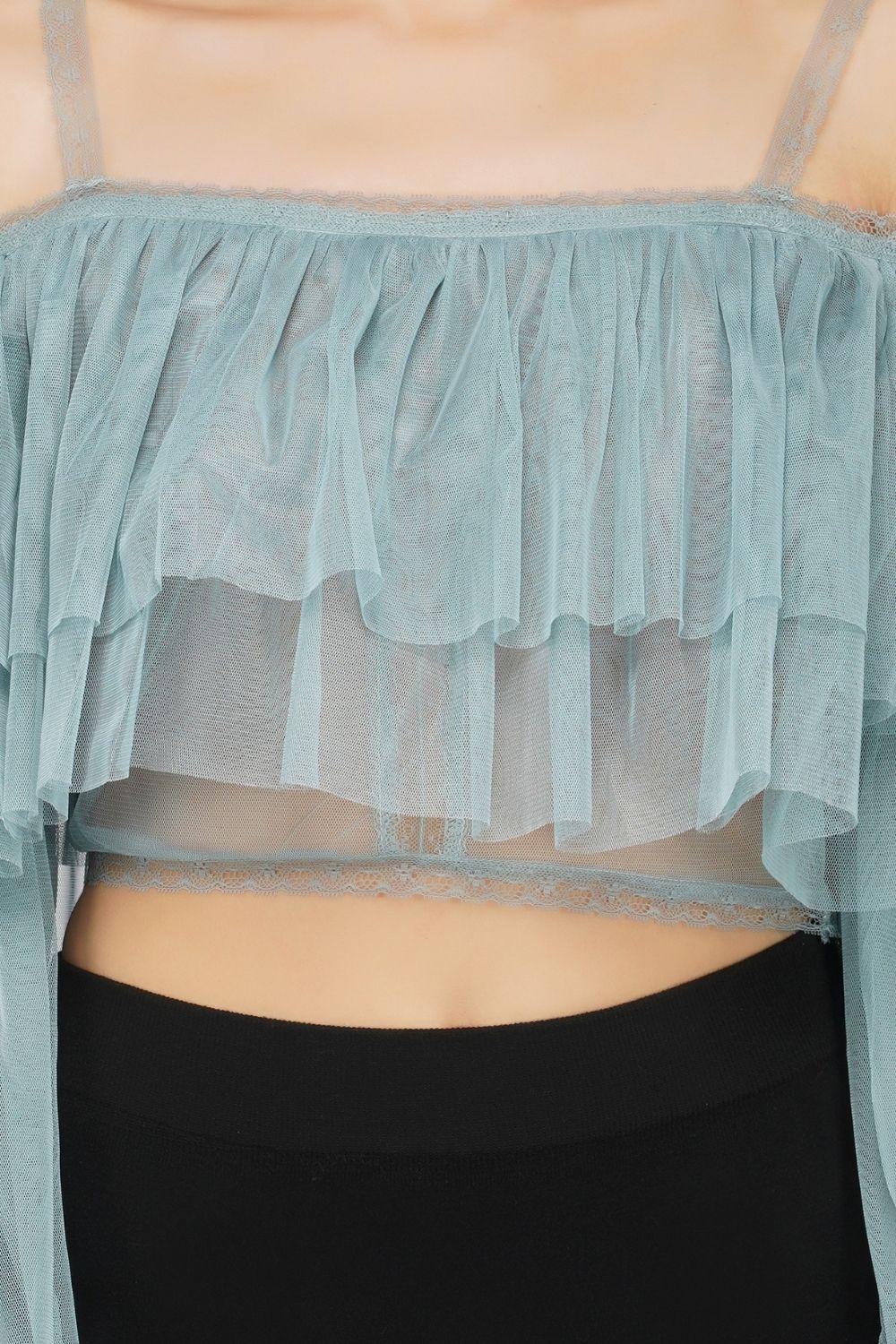  Perch Tulle Top In Teal