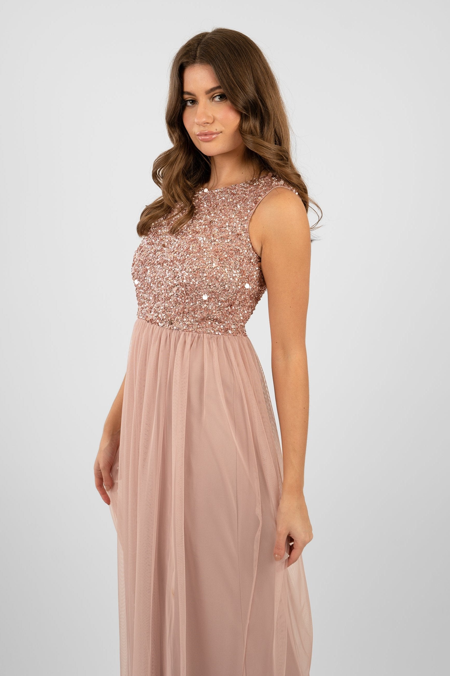  Picasso Pale Mauve Embellished Bridesmaid Dress