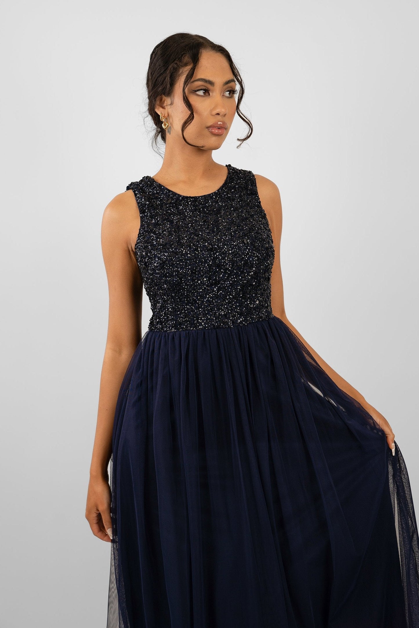  Picasso Navy Blue Embellished Bridesmaid Dress