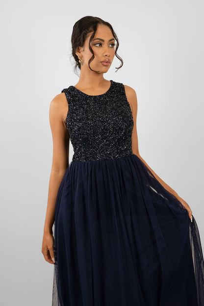  Picasso Navy Blue Embellished Bridesmaid Dress