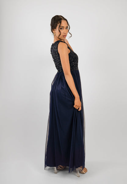  Picasso Navy Blue Embellished Bridesmaid Dress