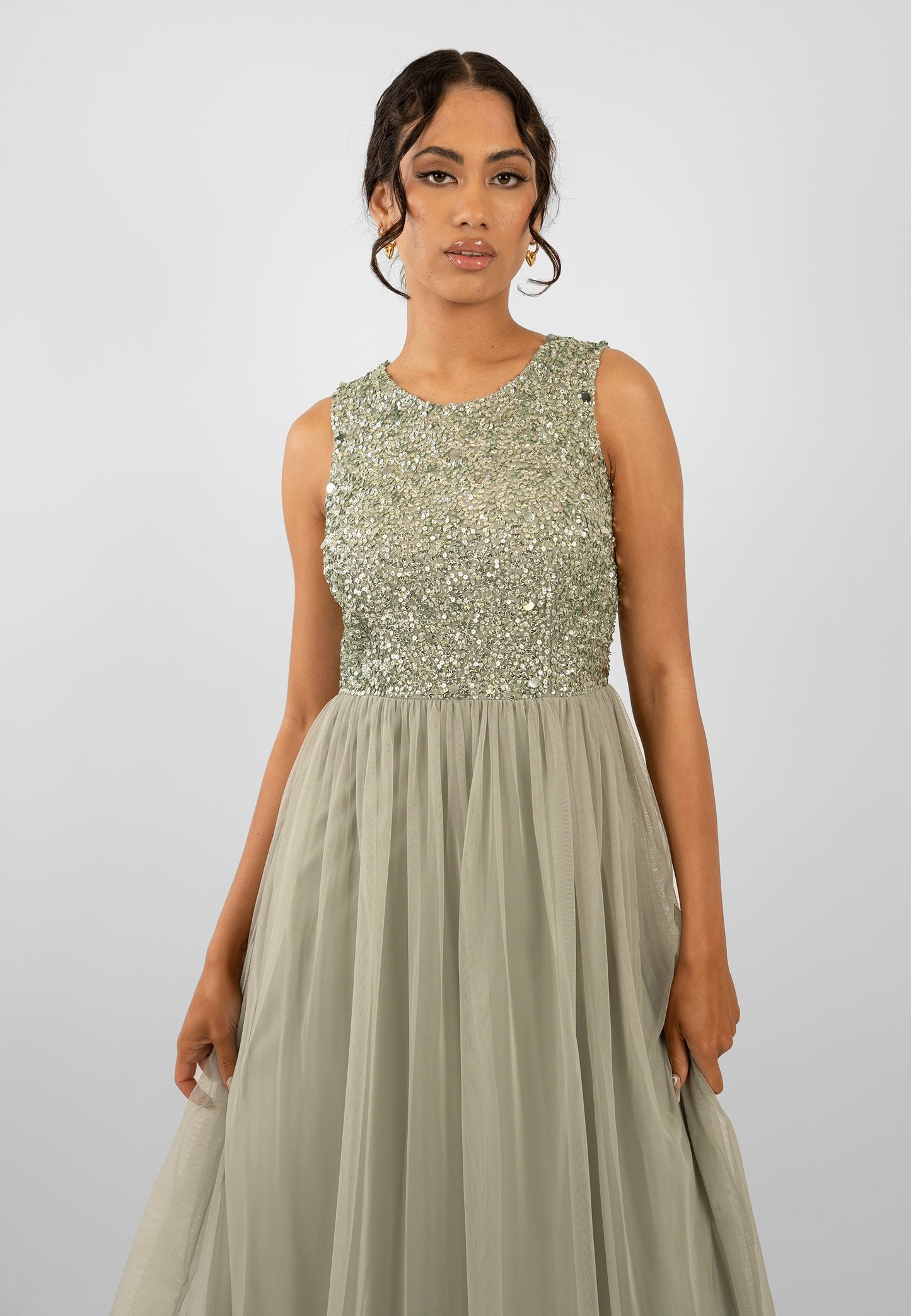 Picasso Sage Green Embellished Bridesmaid Dress