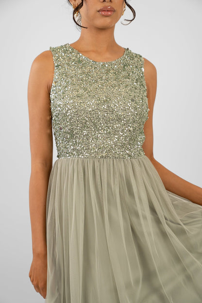  Picasso Sage Green Embellished Bridesmaid Dress