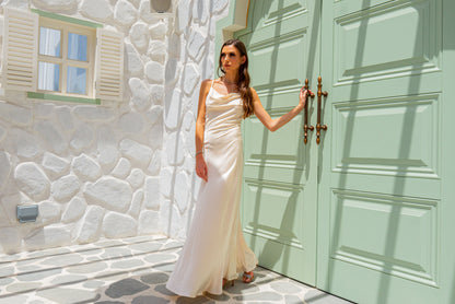  Satin Maxi Dress With Cowl Neck