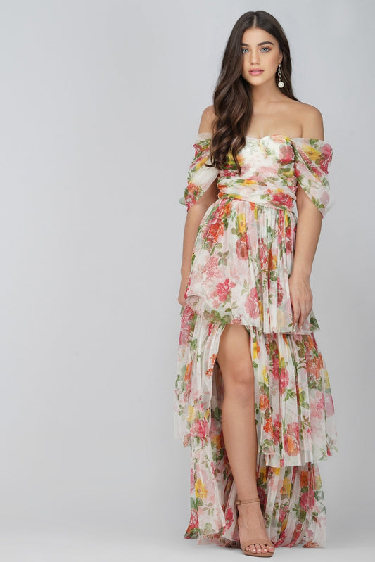  Sydney Tulle Maxi Dress In Bright Floral