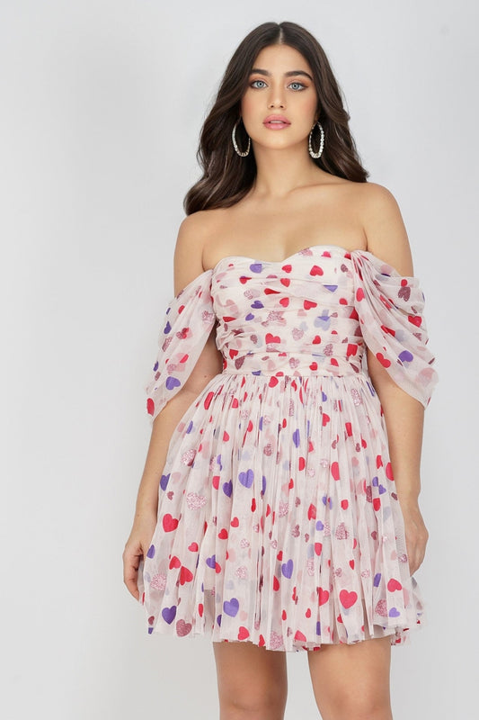  Sydney Rainbow Heart Mini Dress